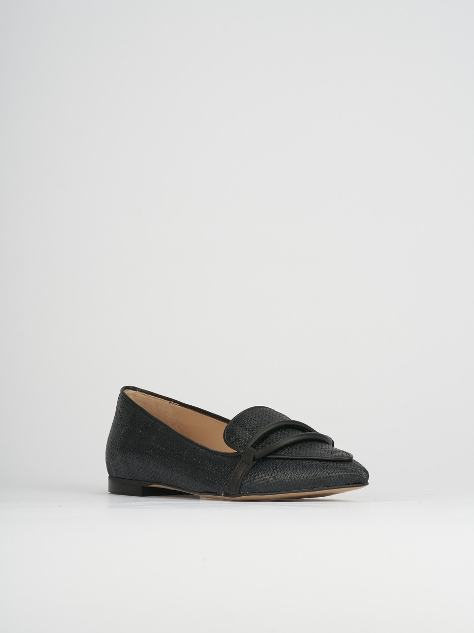 Flat shoes heel 1 cm black tissue