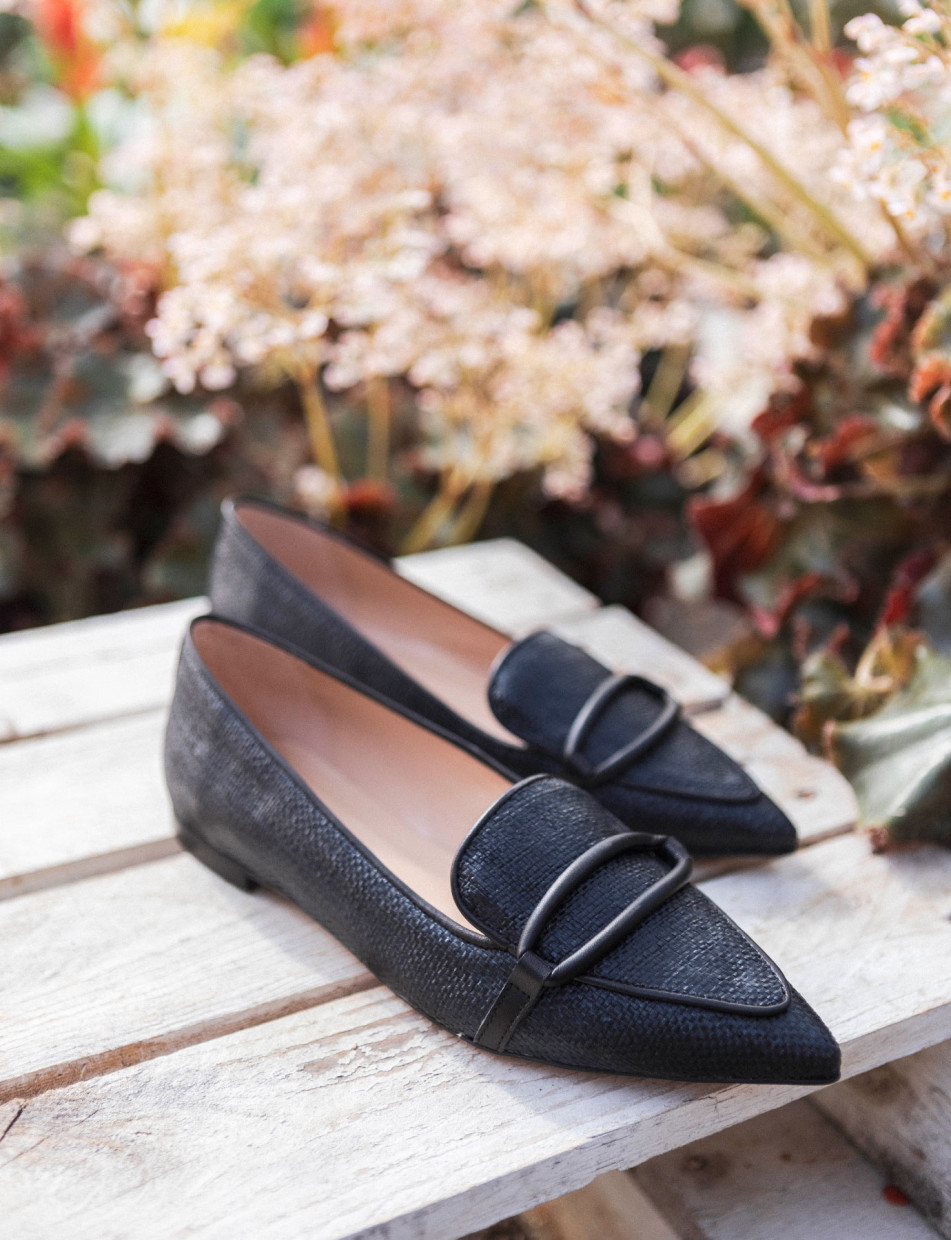 Flat shoes heel 1 cm black tissue