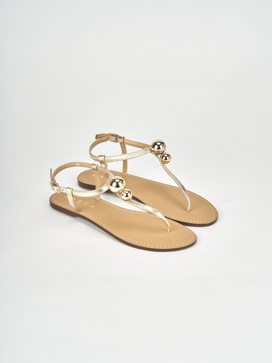 Low heel sandals heel 1 cm gold leather