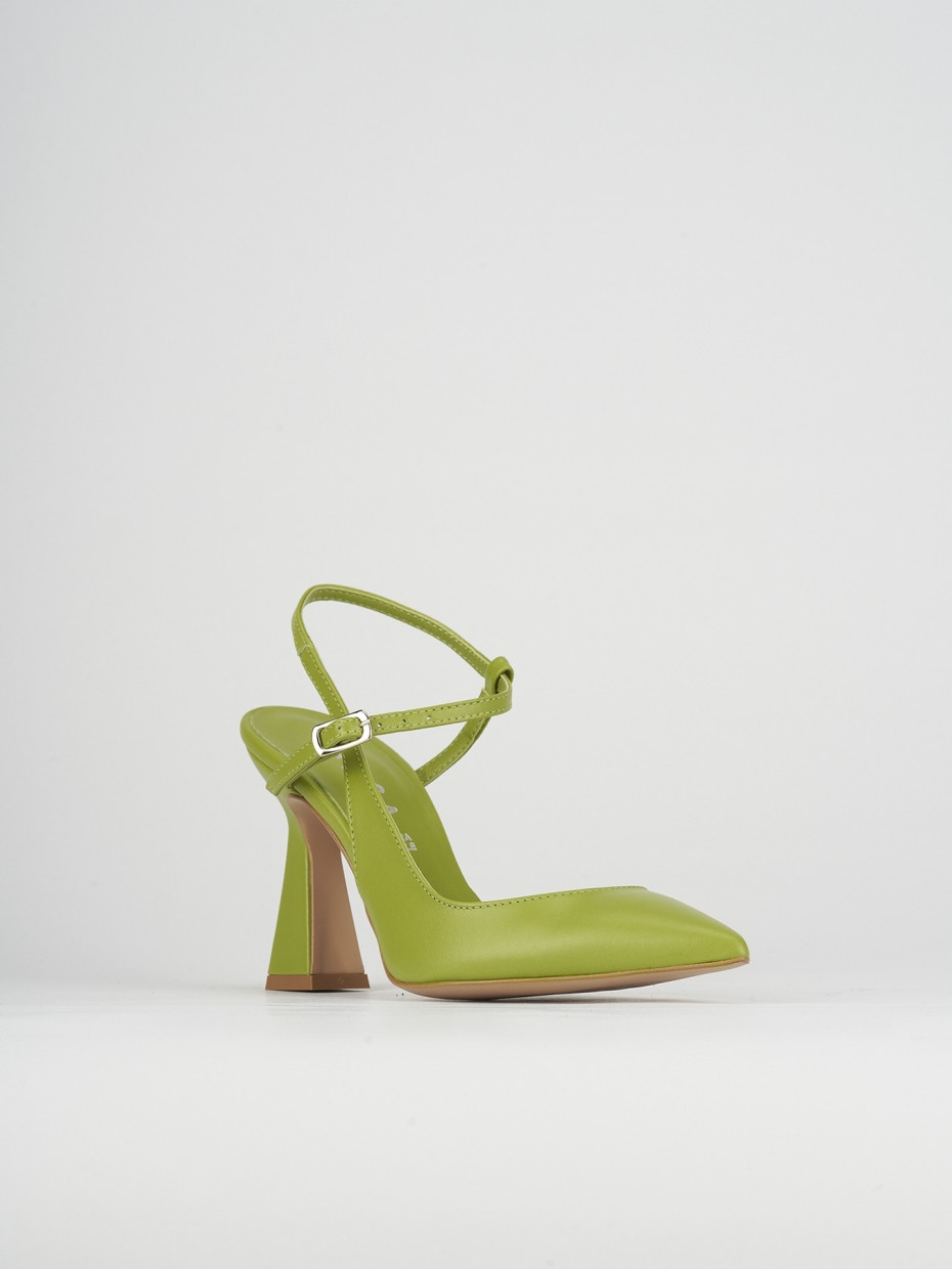 Décolleté e slingback tacco 10cm pelle verde