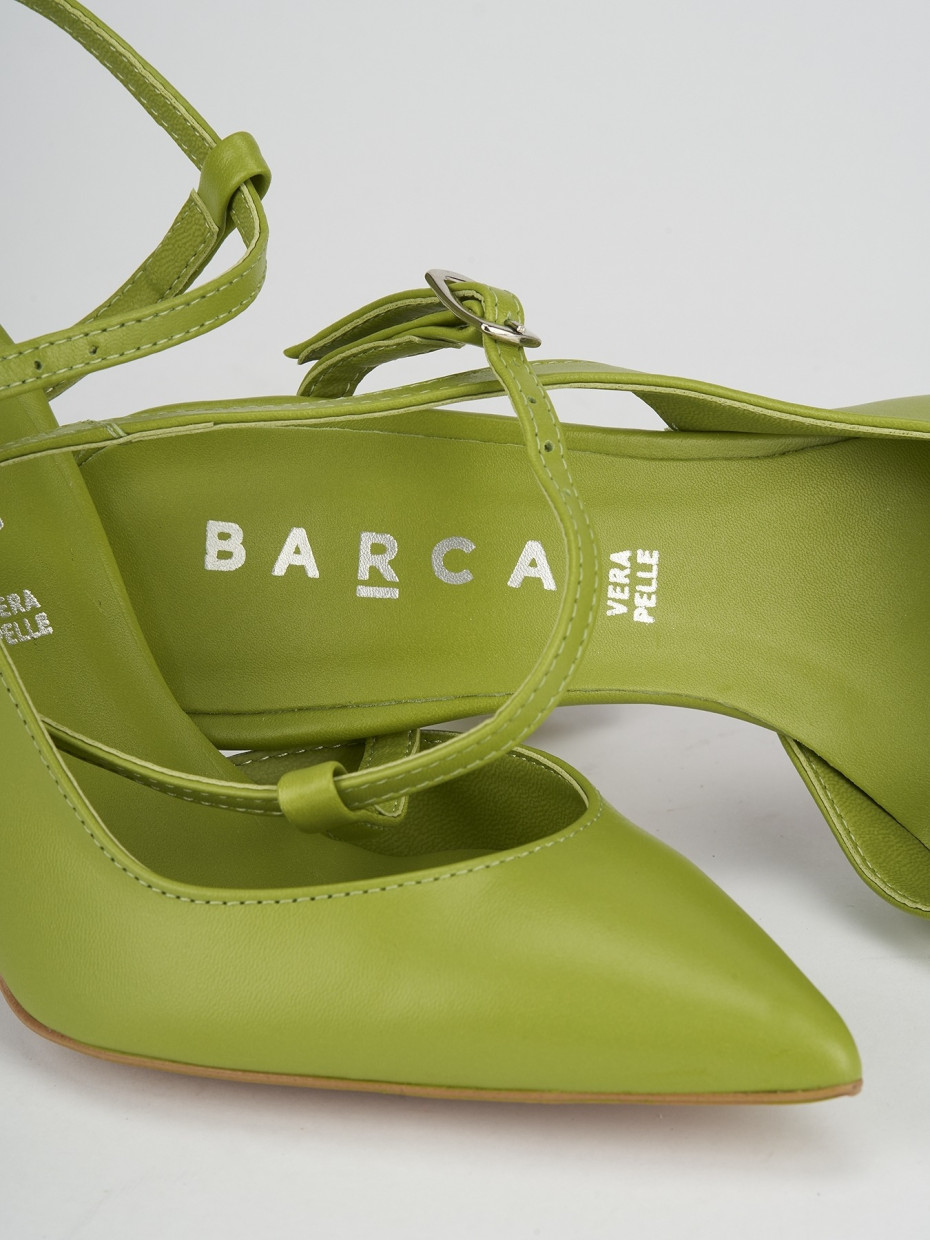 Décolleté e slingback tacco 10cm pelle verde