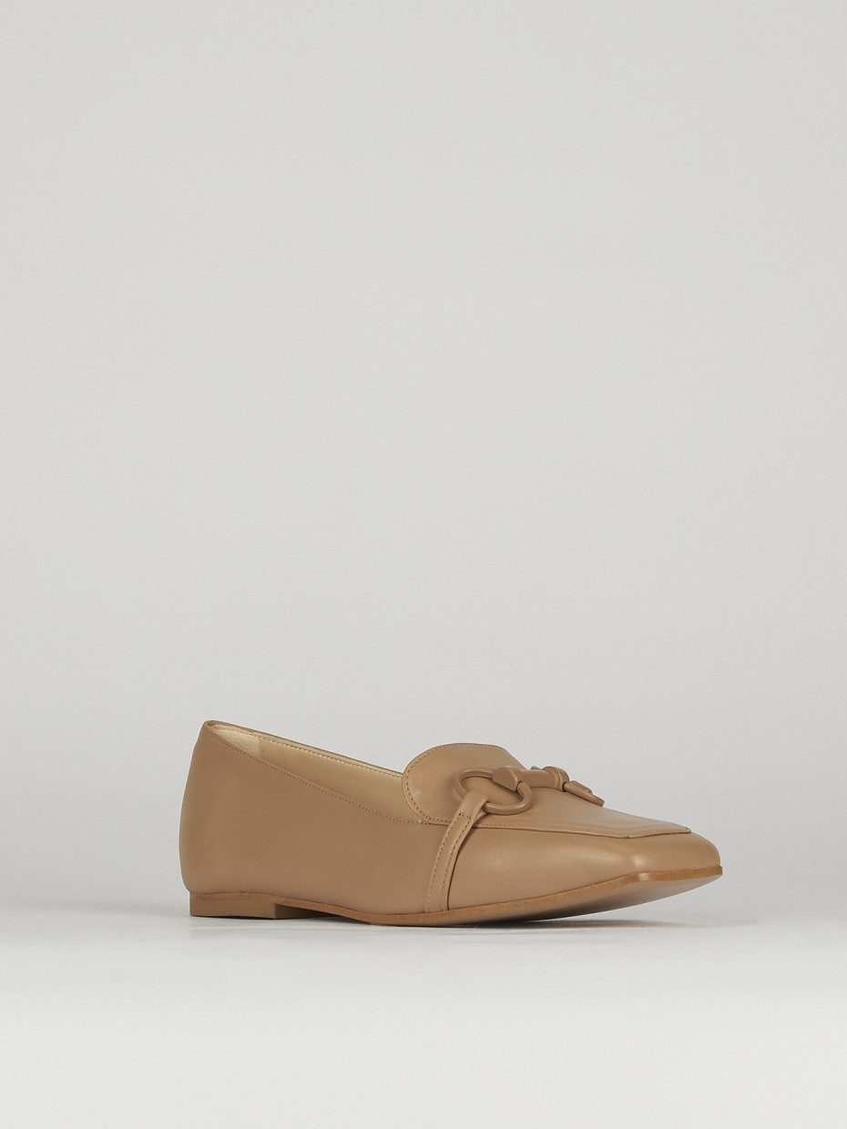 Mocassino tacco 1 cm beige pelle