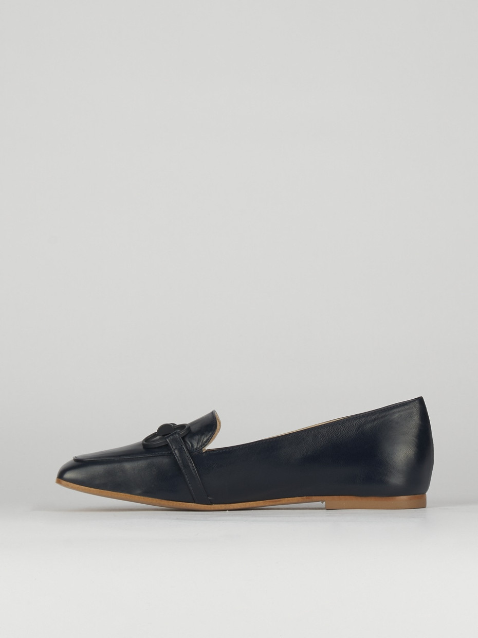 Loafers heel 1 cm blu leather