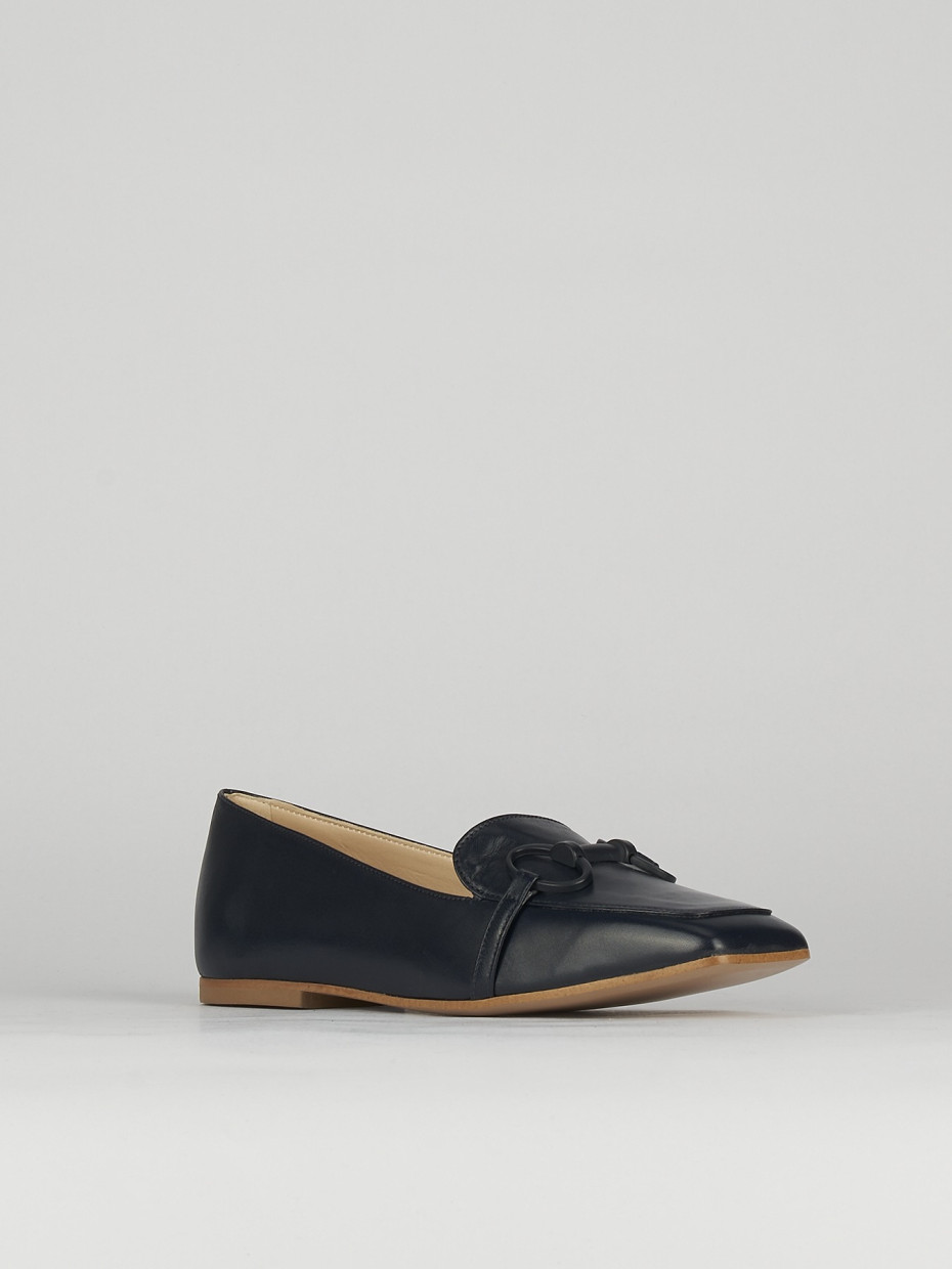 Loafers heel 1 cm blu leather