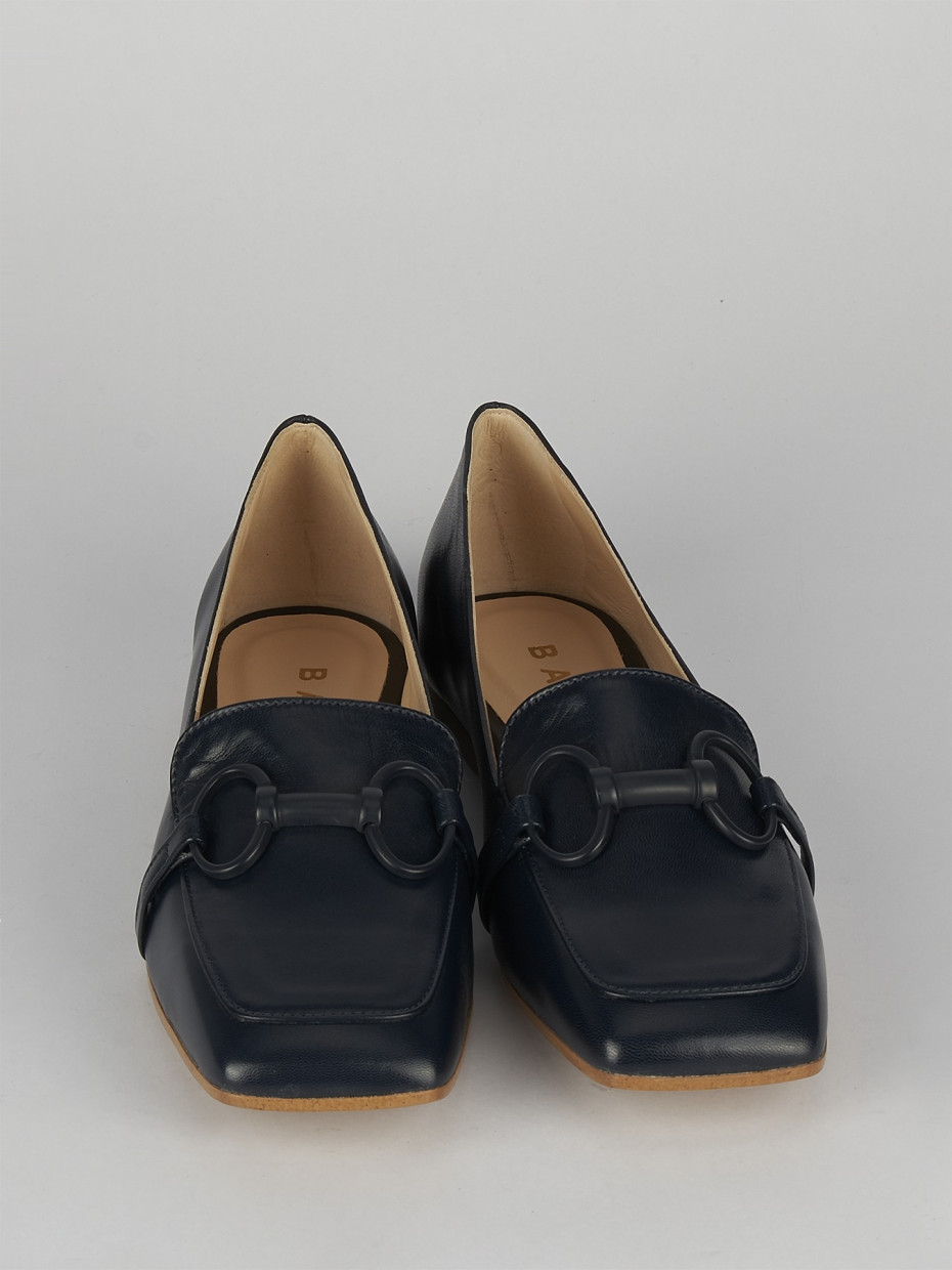 Loafers heel 1 cm blu leather