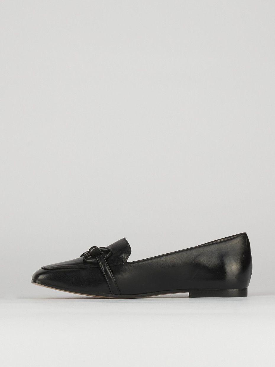 Mocassino tacco 1 cm nero pelle