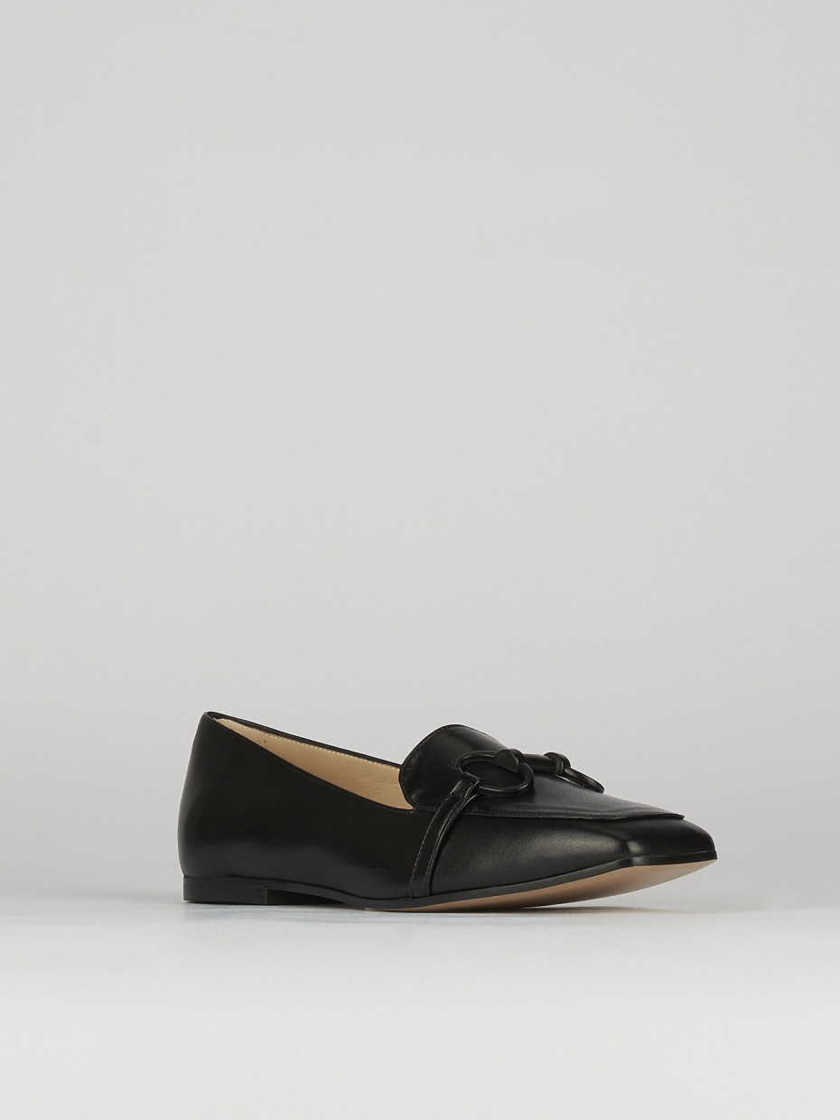 Mocassino tacco 1 cm nero pelle