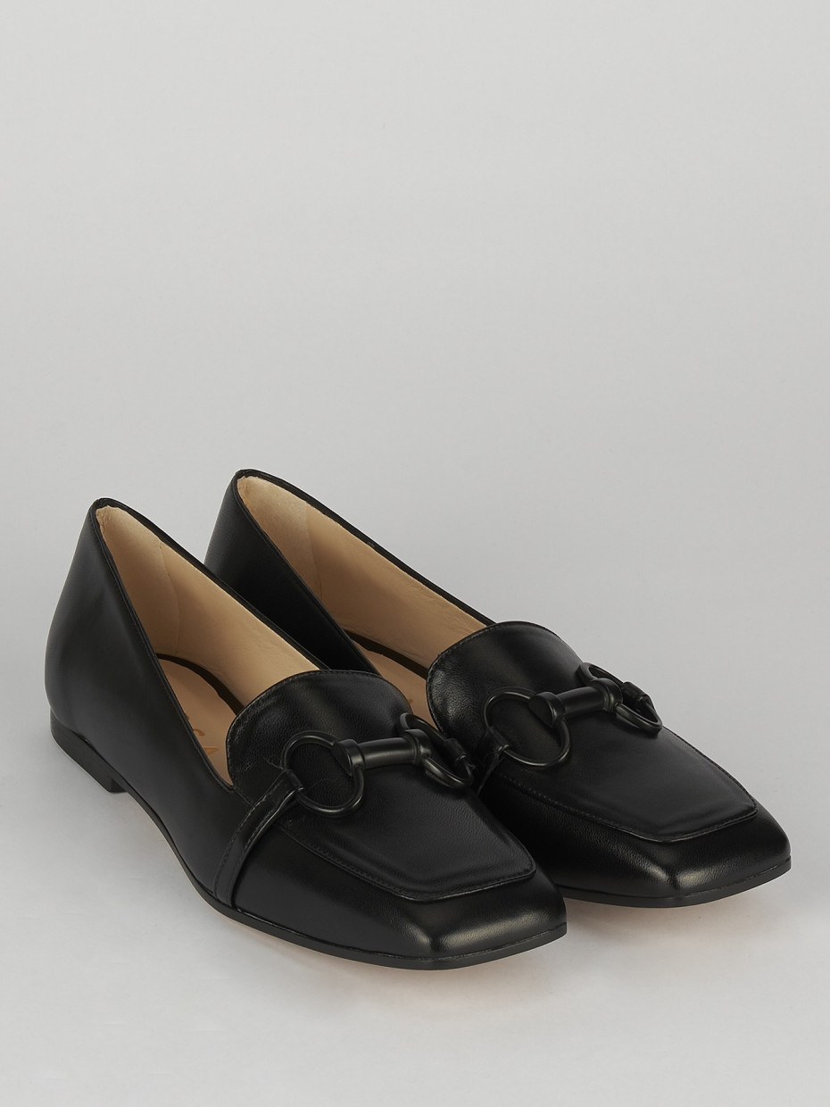 Mocassino tacco 1 cm nero pelle