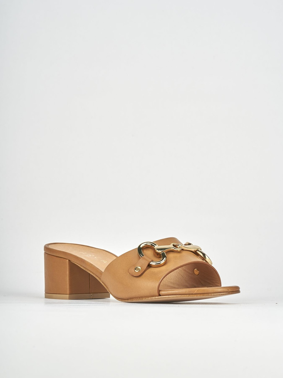 Ciabatte tacco 5cm pelle marrone Barca Stores
