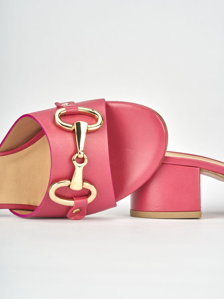 Slippers woman heel 5 cm pink leather Barca Stores