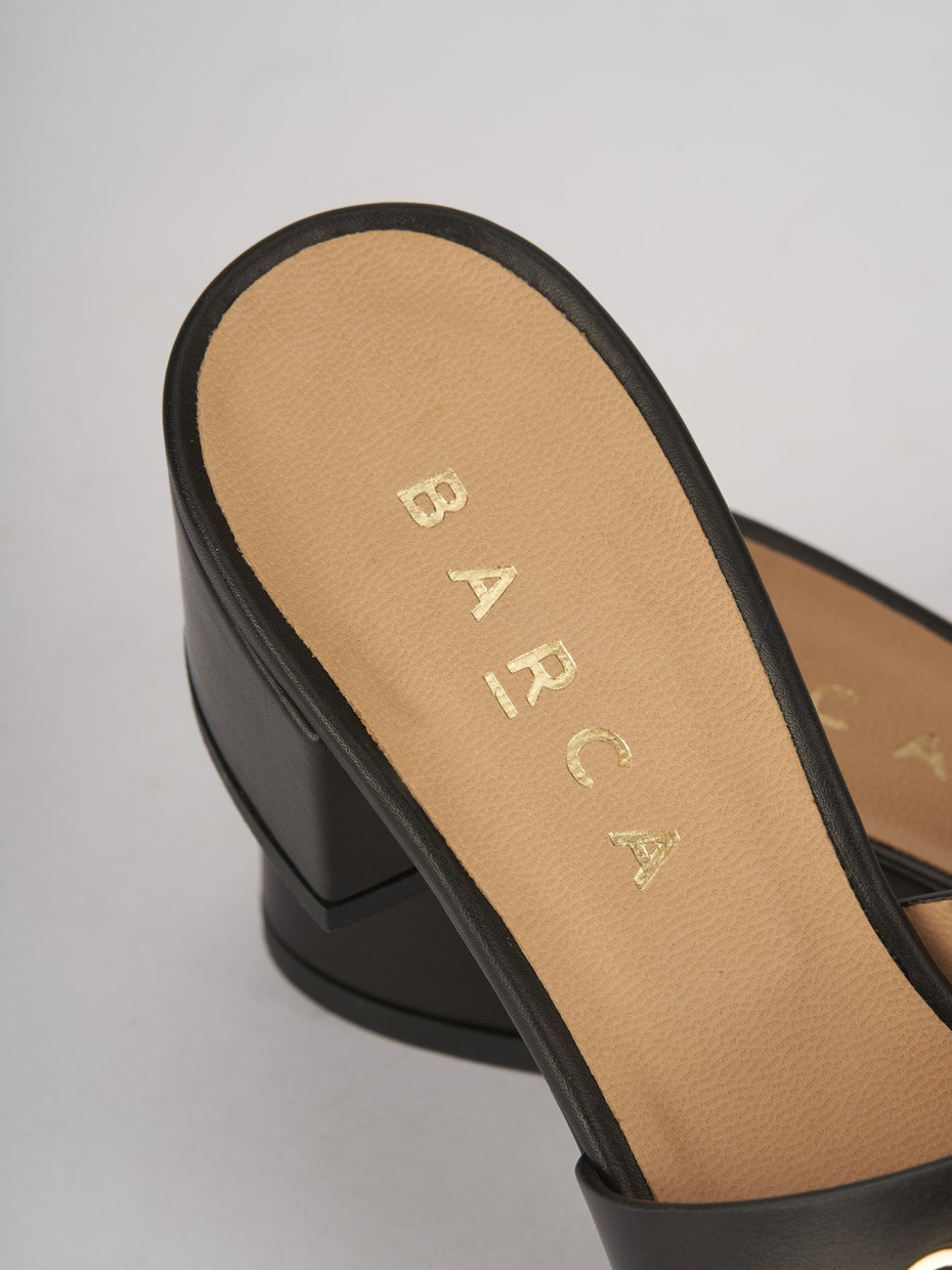 Ciabatte tacco 5cm pelle nero Barca Stores