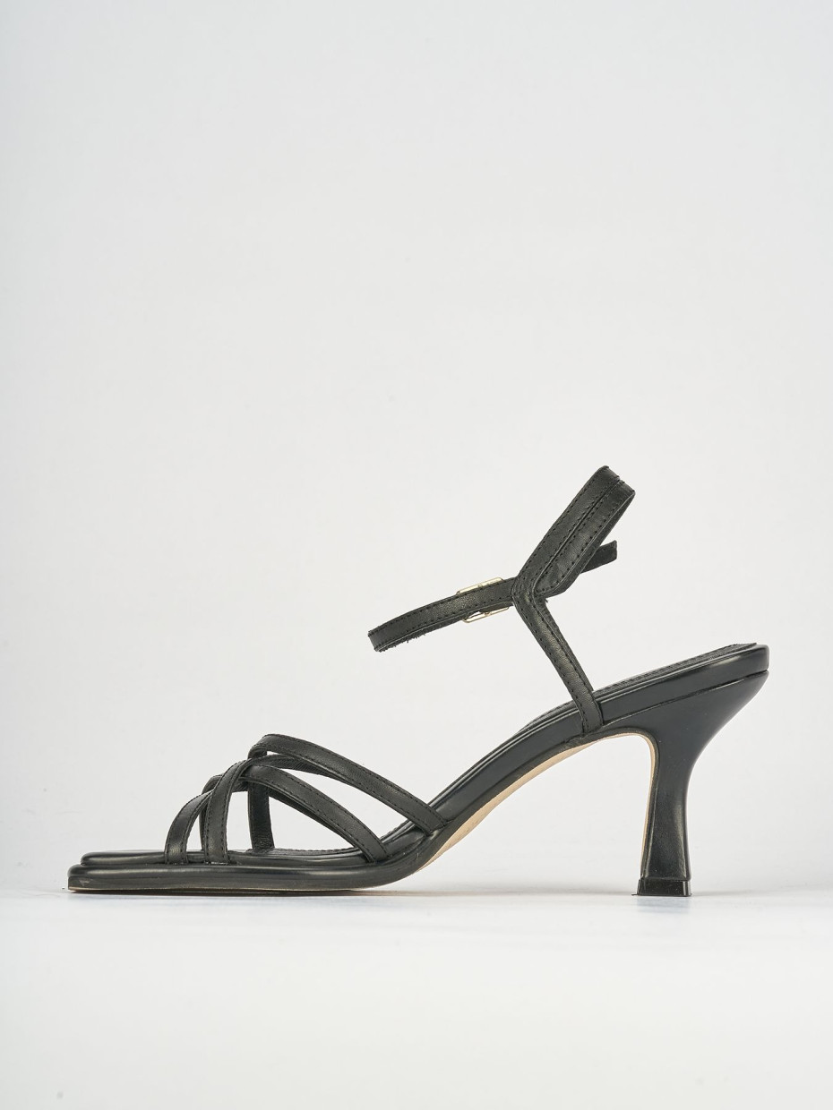 Sandali tacco 6cm pelle nero