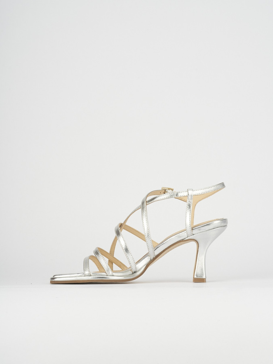 Sandali tacco 7cm pelle argento