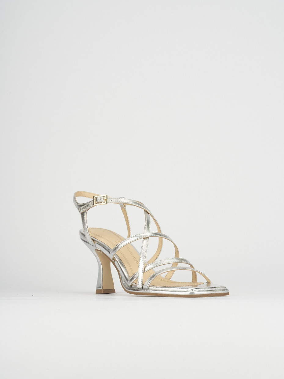 Sandali tacco 7cm pelle argento