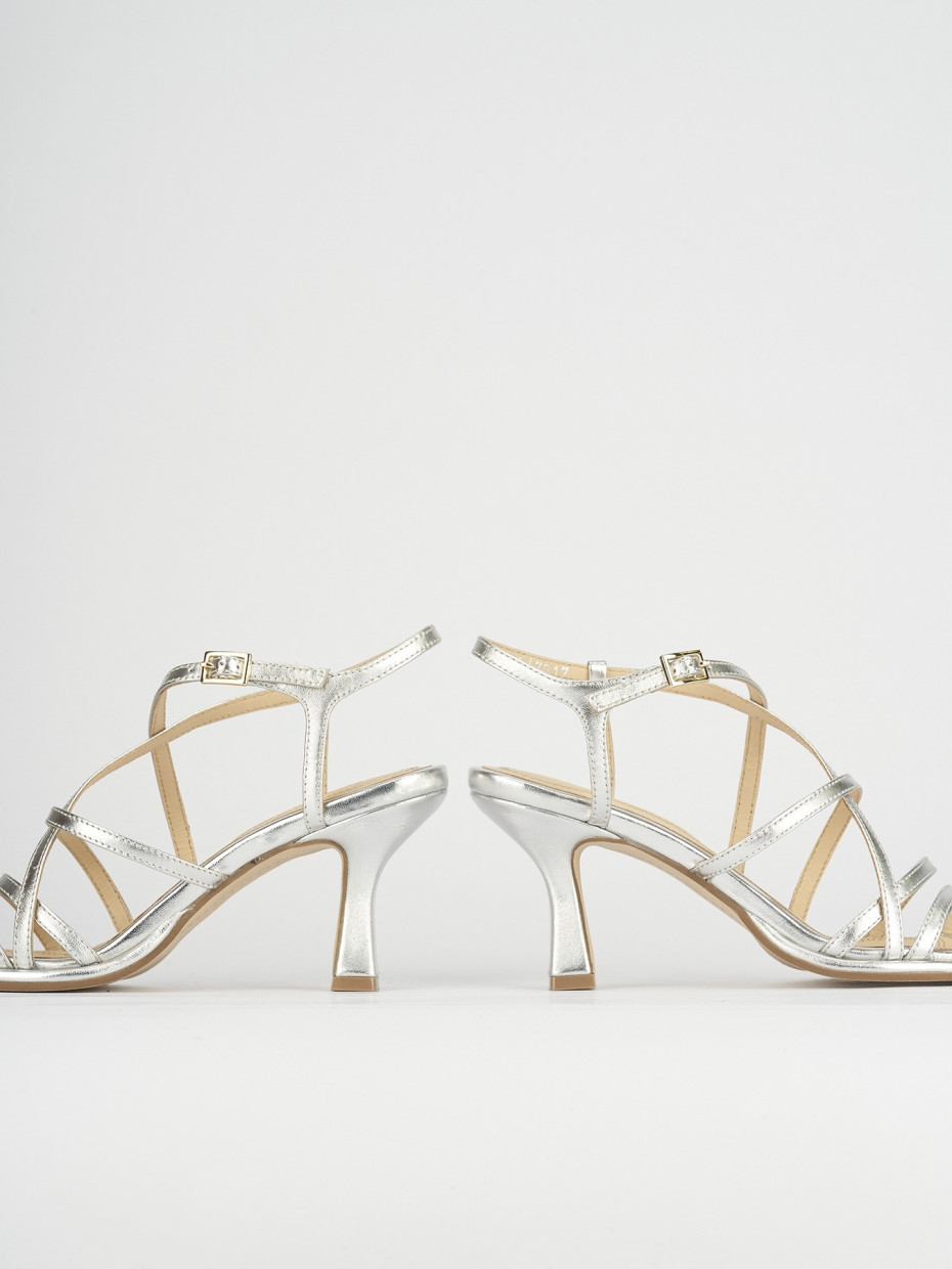 Sandali tacco 7cm pelle argento