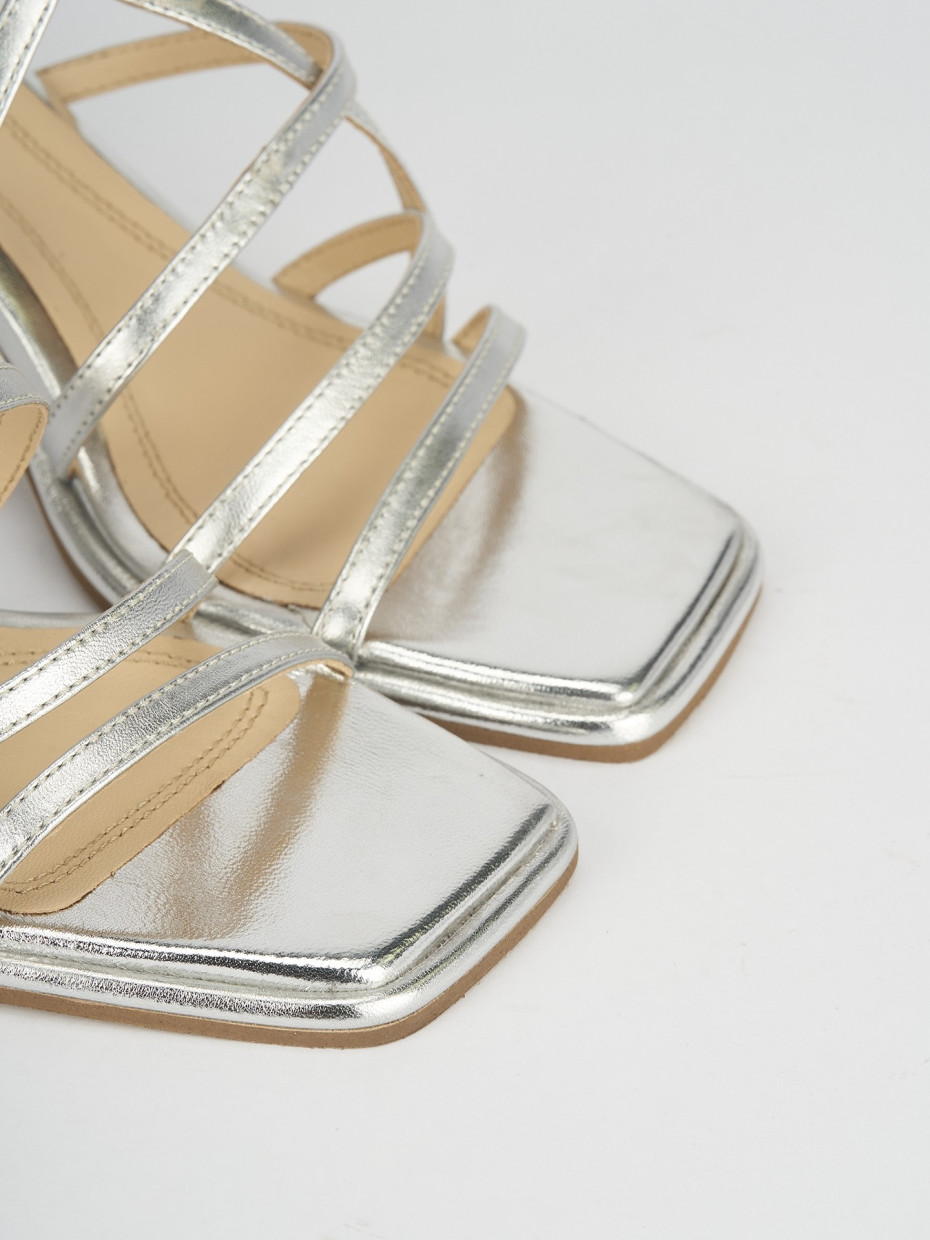 Sandali tacco 7cm pelle argento