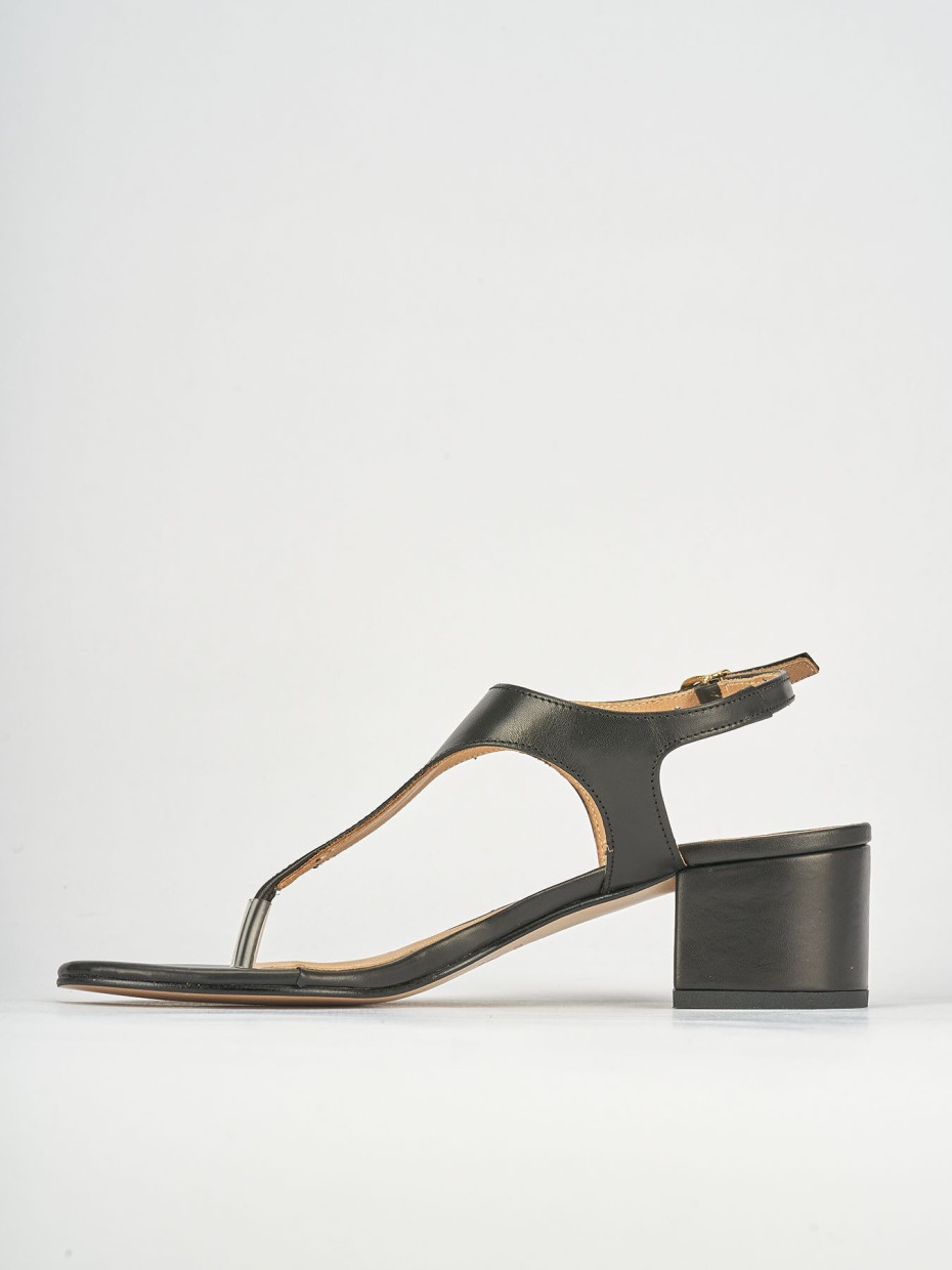 Sandali tacco 5cm pelle nero