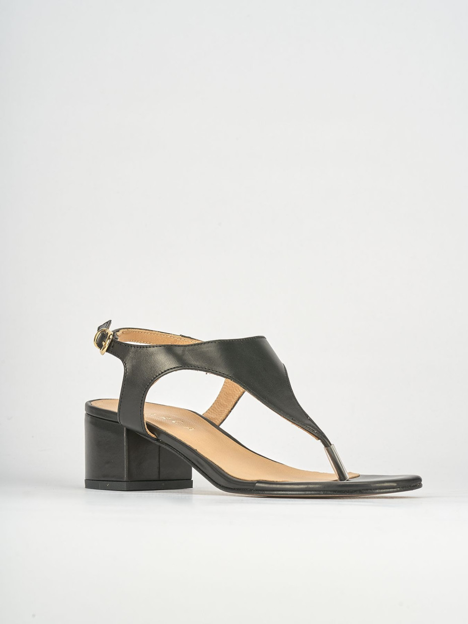 Sandali tacco 5cm pelle nero