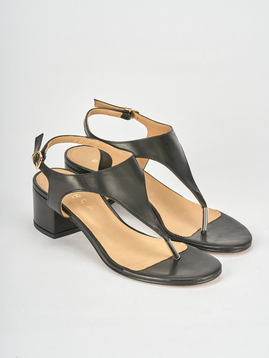 Sandali tacco 5cm pelle nero