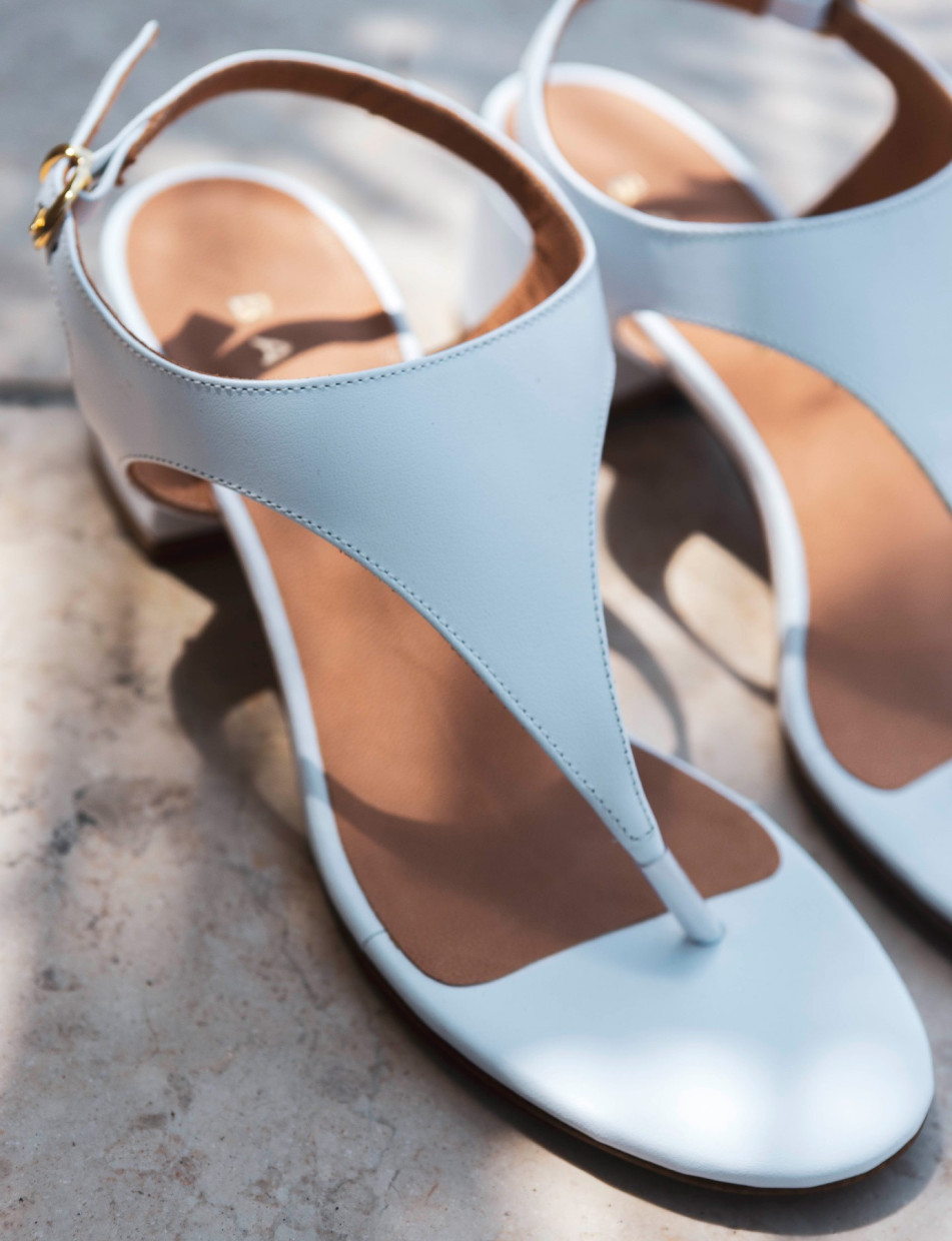 Sandali tacco 5cm pelle bianco