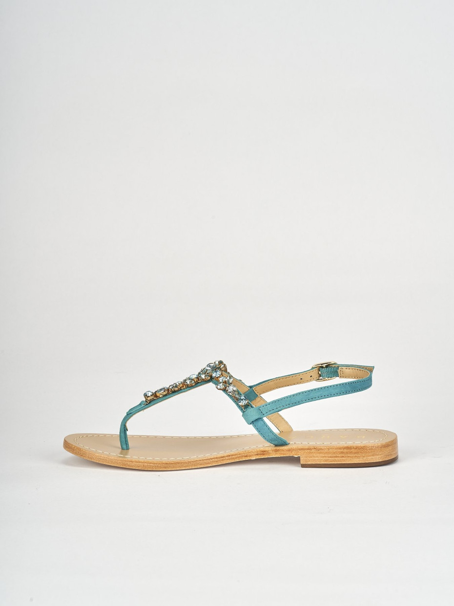 Sandali tacco 1cm pelle blu