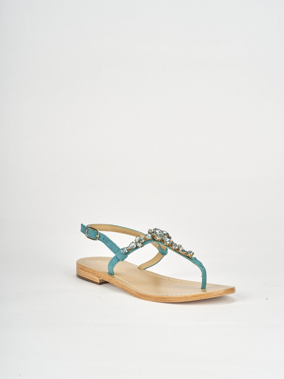 Low heel sandals heel 1 cm blu leather