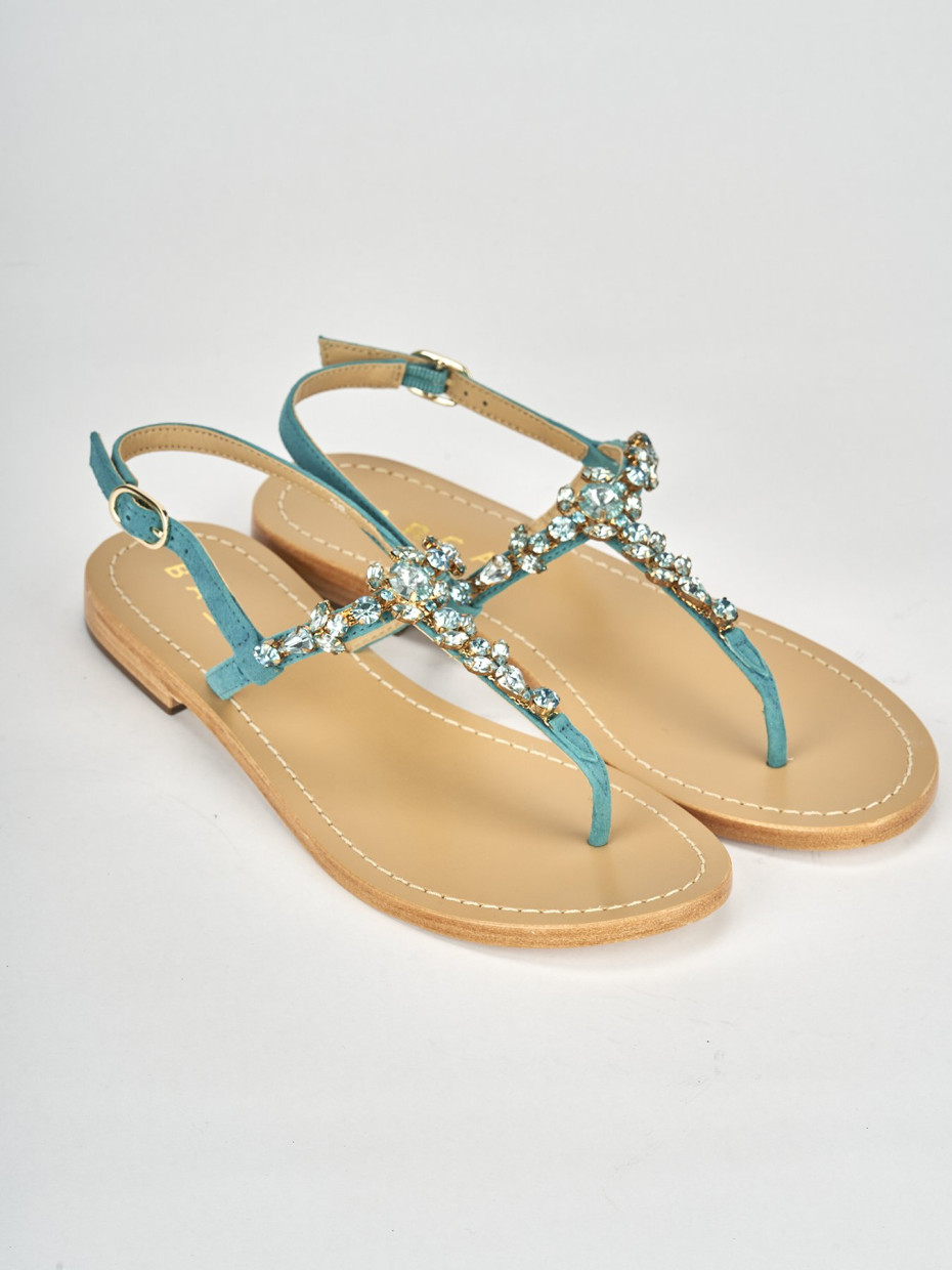 Low heel sandals heel 1 cm blu leather