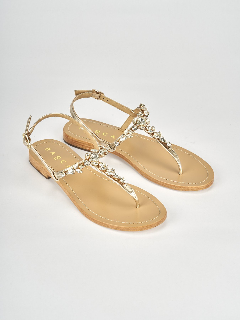 Low heel sandals heel 1 cm gold leather