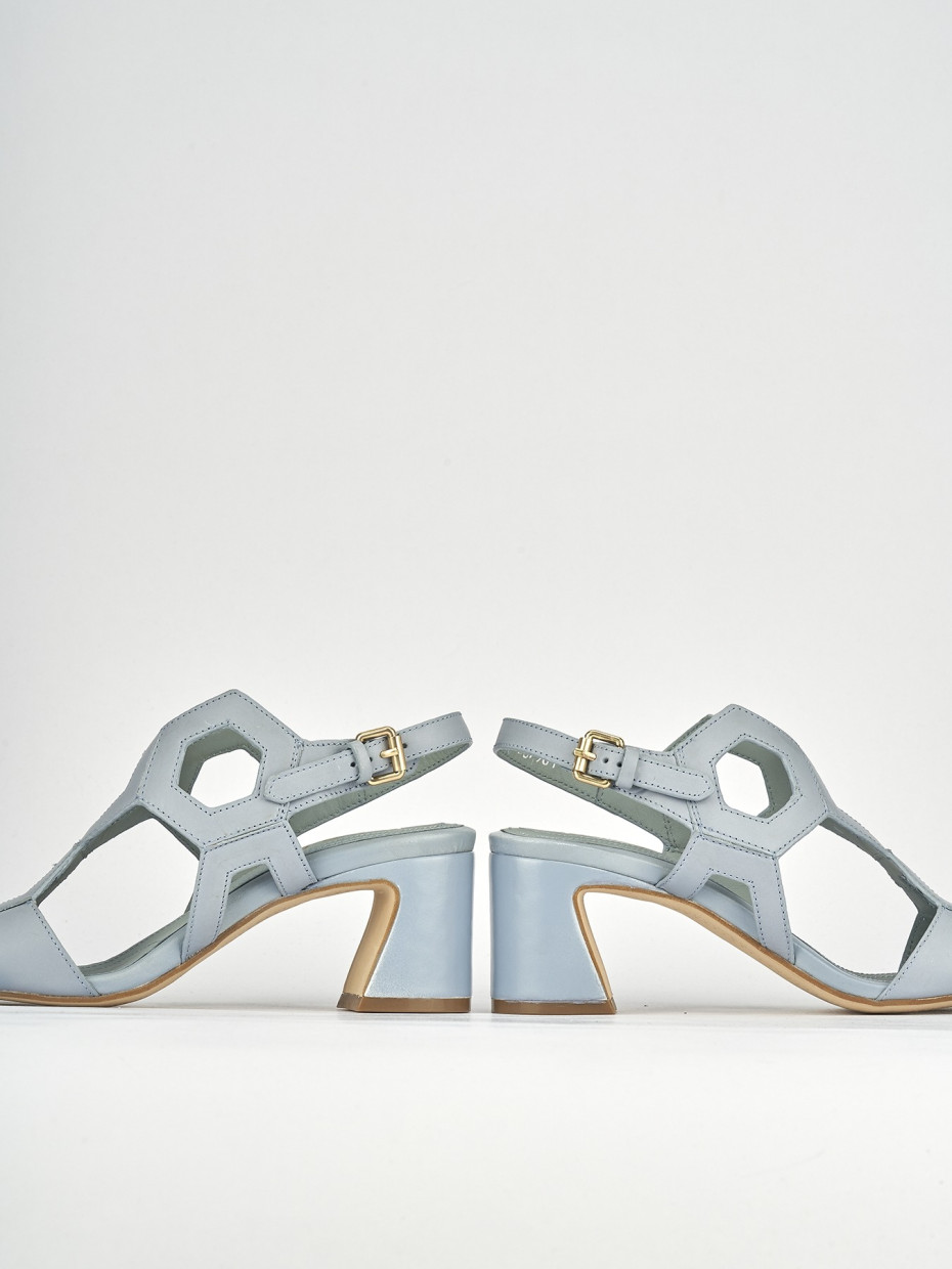 Sandali tacco 5cm pelle azzurro