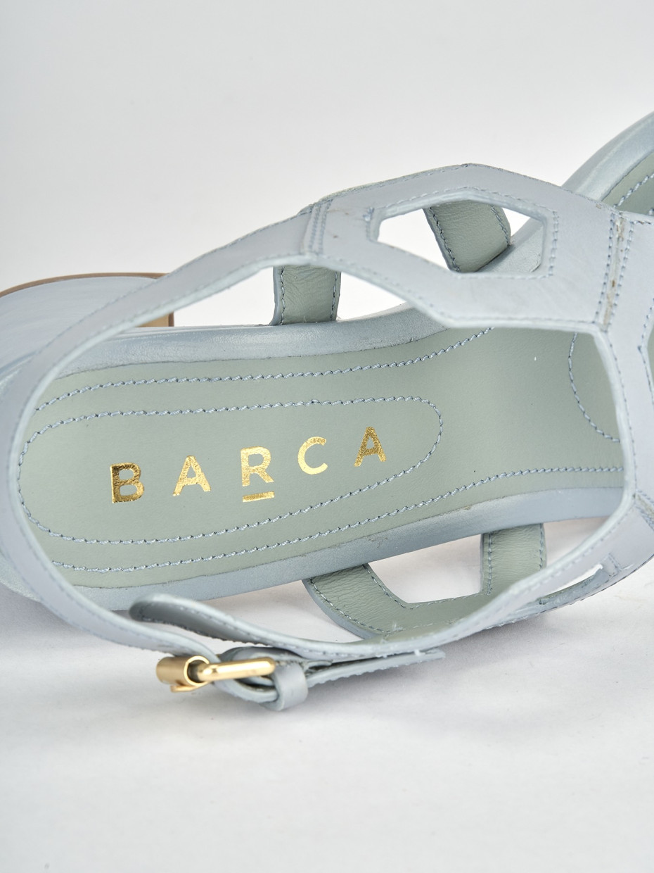 Sandali tacco 5cm pelle azzurro