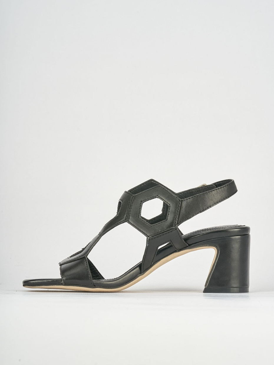 Sandali tacco 5cm pelle nero