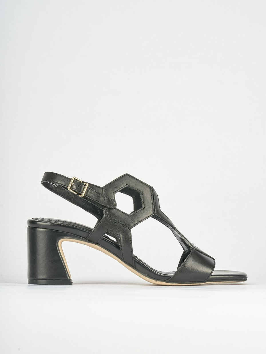 Sandali tacco 5cm pelle nero