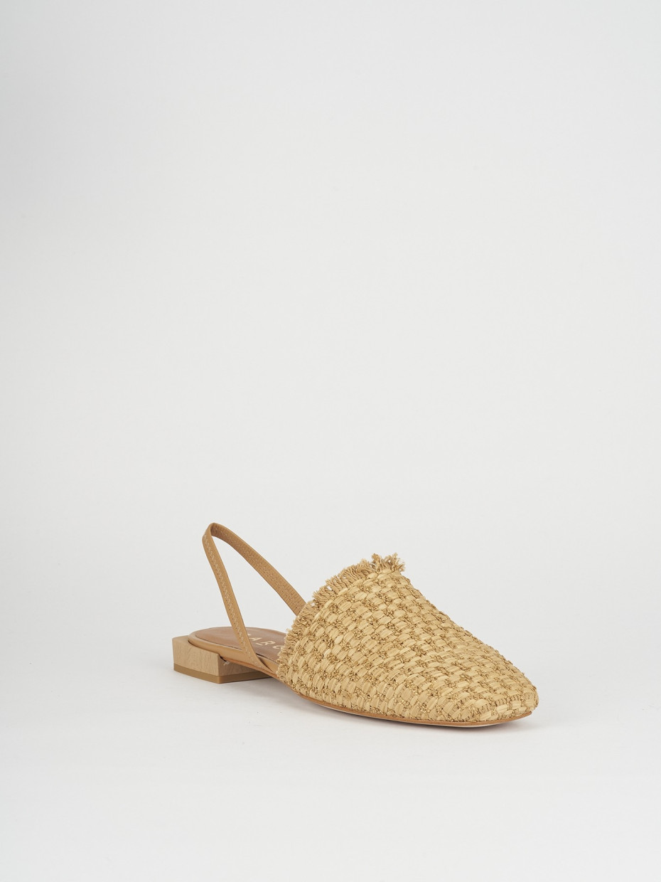 Flat shoes heel 1 cm beige leather