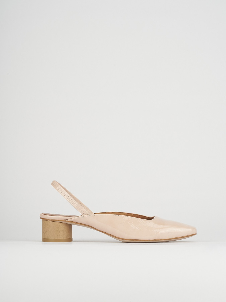 Décolleté e slingback tacco 4cm vernice rosa