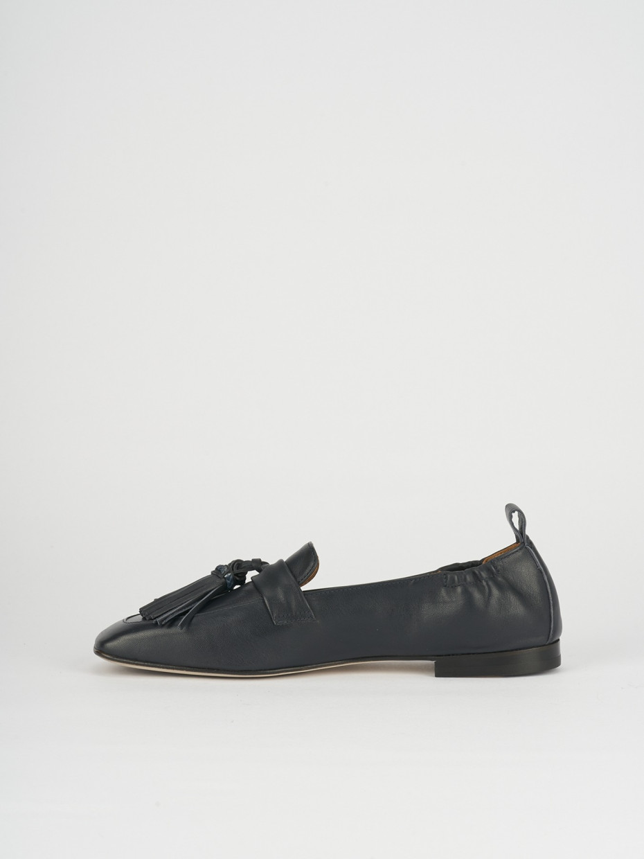 Mocassini tacco 1cm pelle blu