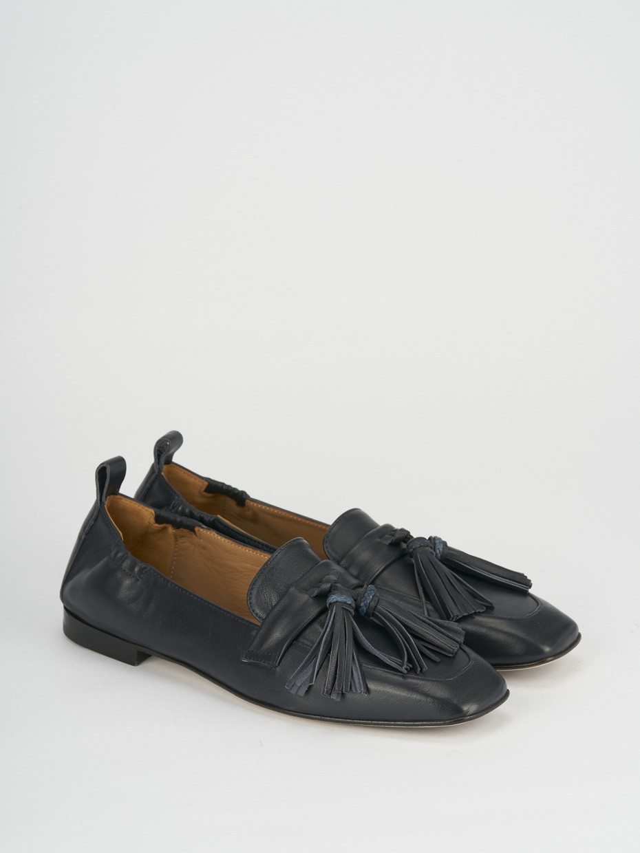 Mocassini tacco 1cm pelle blu