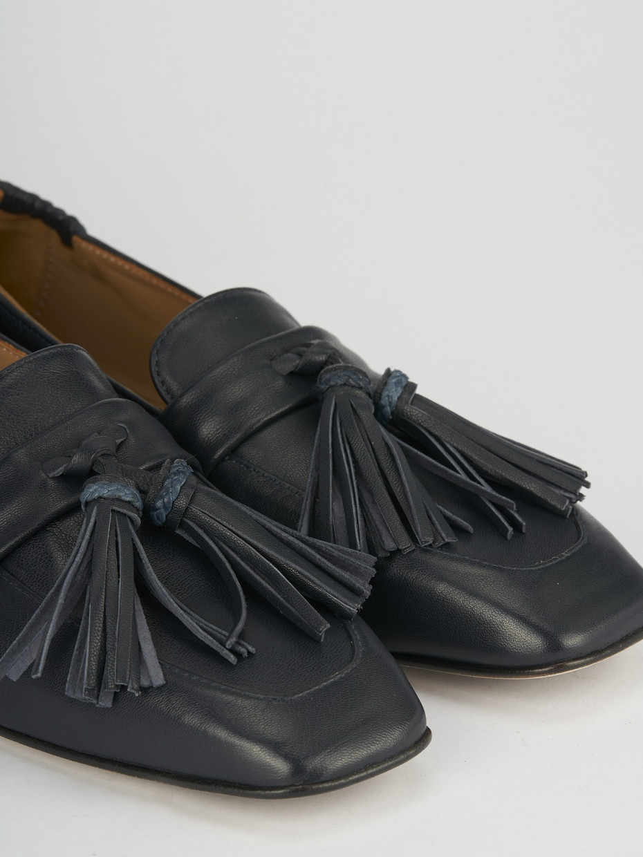 Mocassini tacco 1cm pelle blu