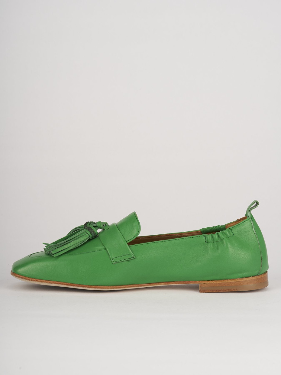 Mocassini tacco 1cm pelle verde