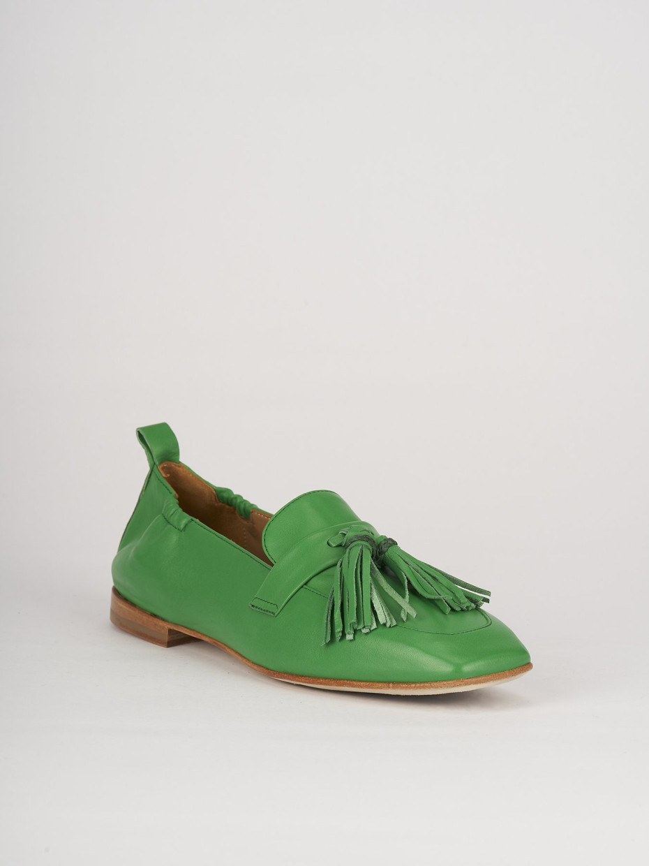 Mocassini tacco 1cm pelle verde