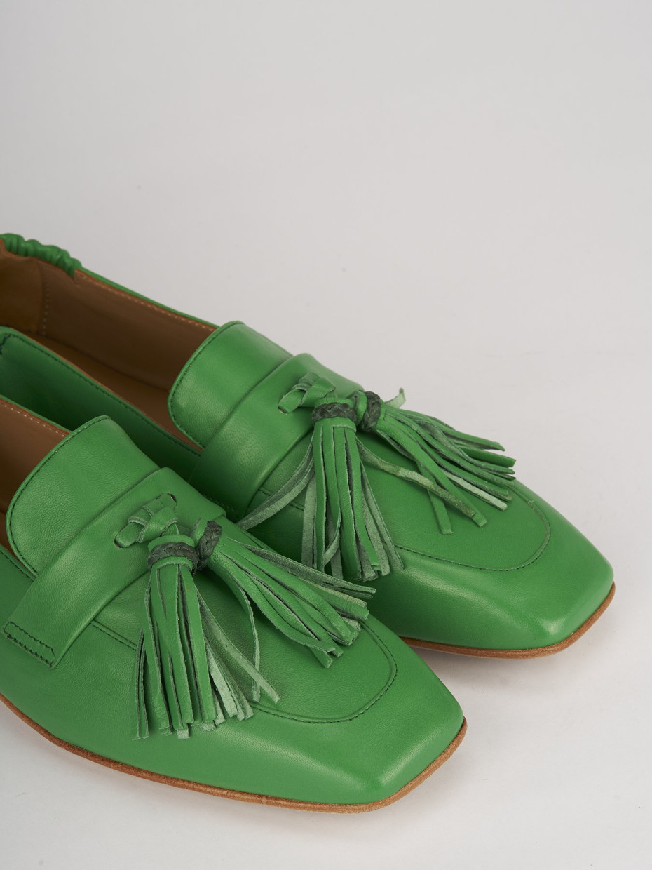 Mocassini tacco 1cm pelle verde