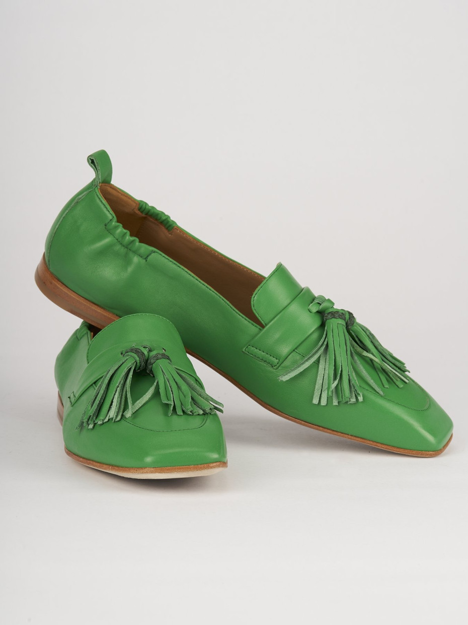 Mocassini tacco 1cm pelle verde