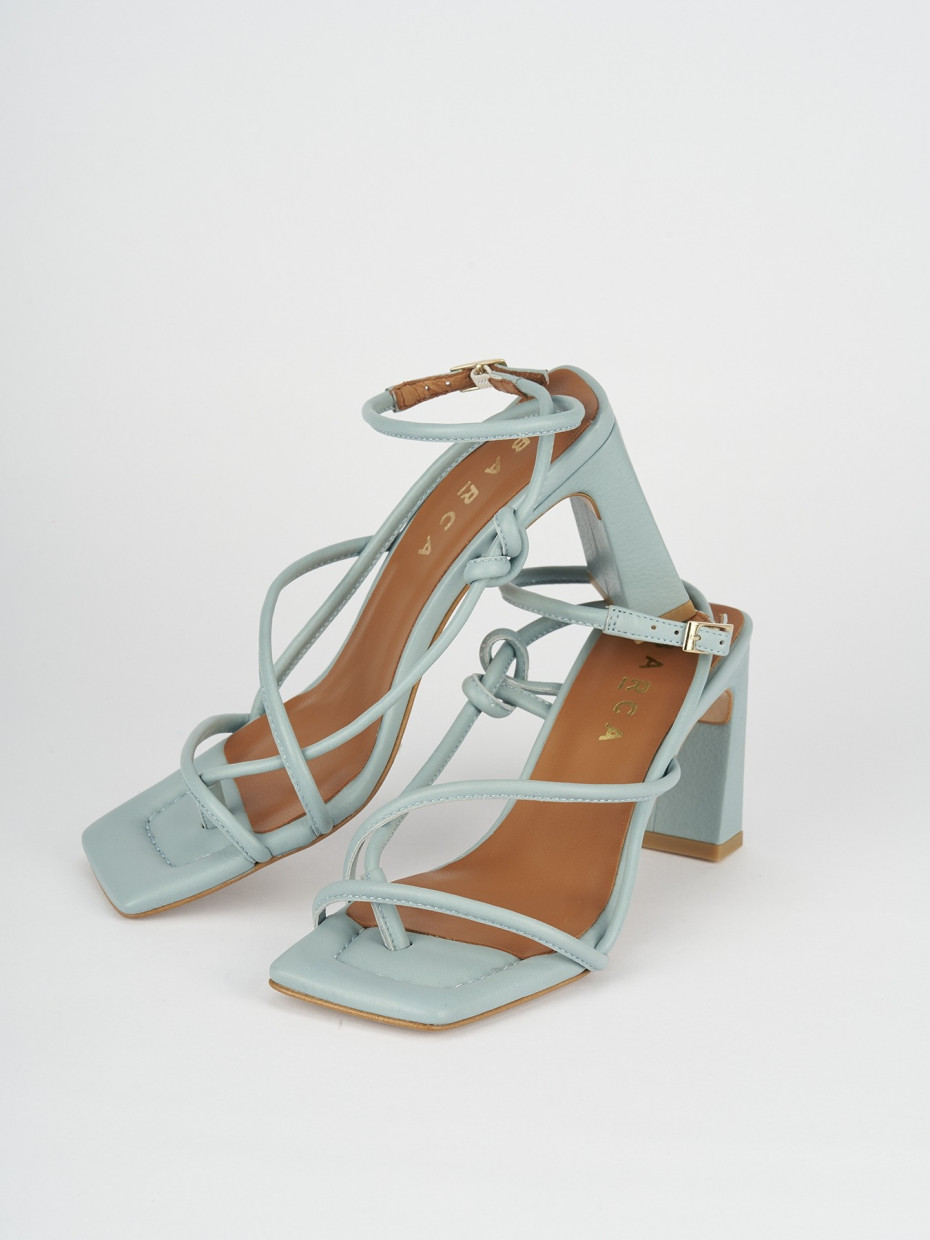 Sandali tacco 8cm pelle azzurro