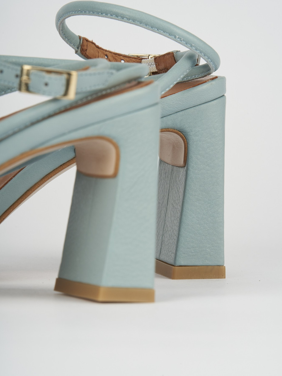 Sandali tacco 8cm pelle azzurro