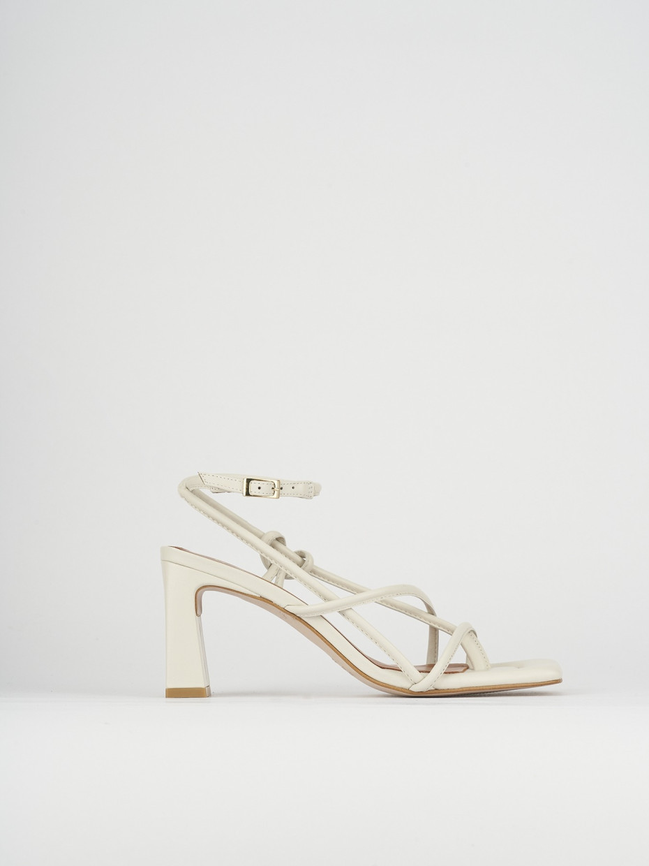 High heel sandals heel 8 cm beige leather