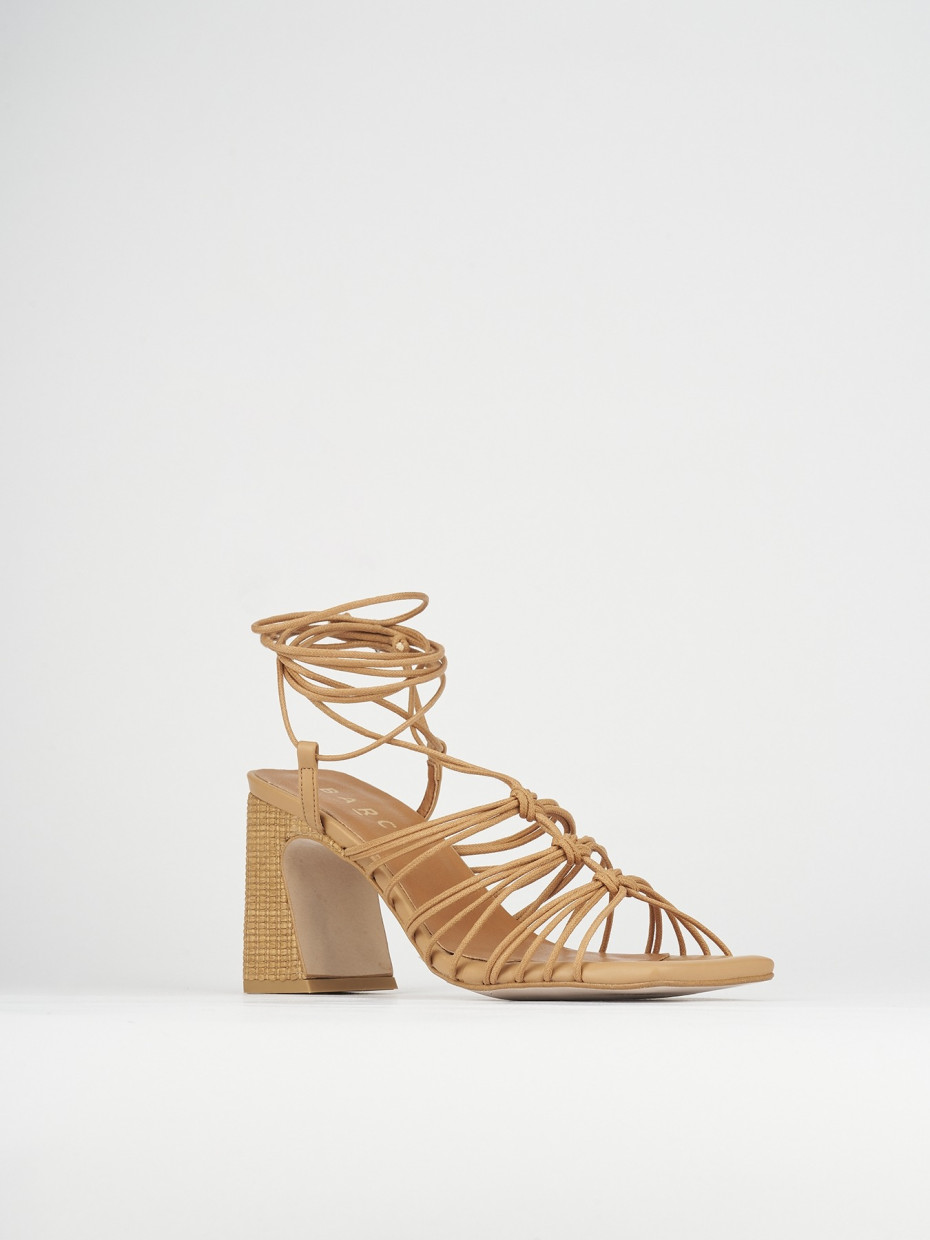 Sandali tacco 8cm pelle marrone
