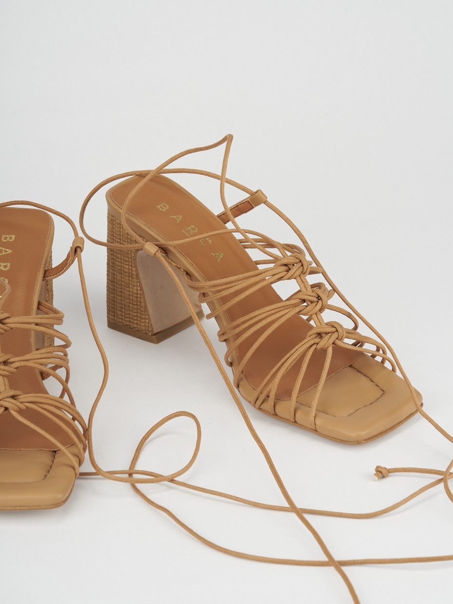 Sandali tacco 8cm pelle marrone