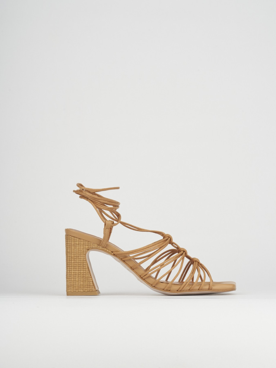 High heel sandals heel 8 cm brown leather