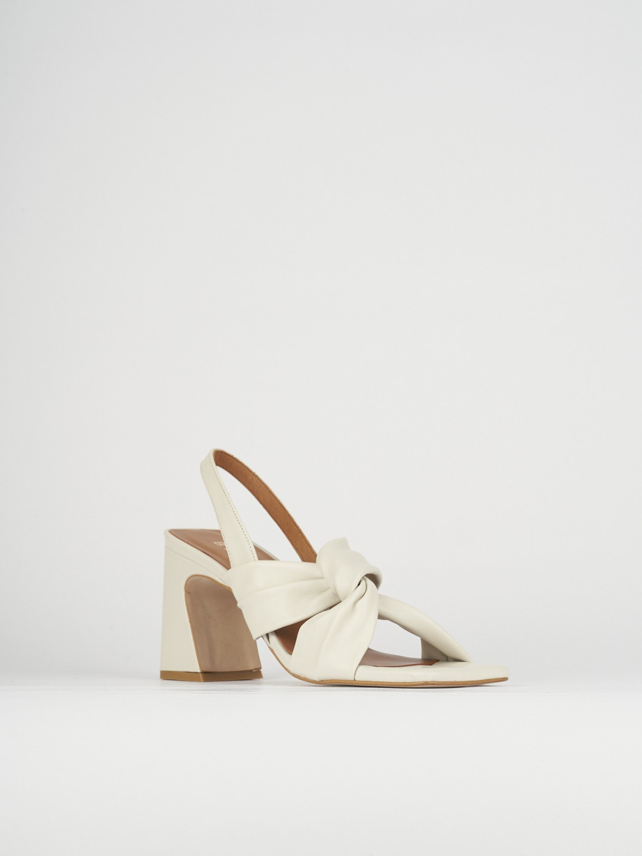 High heel sandals heel 8 cm beige leather