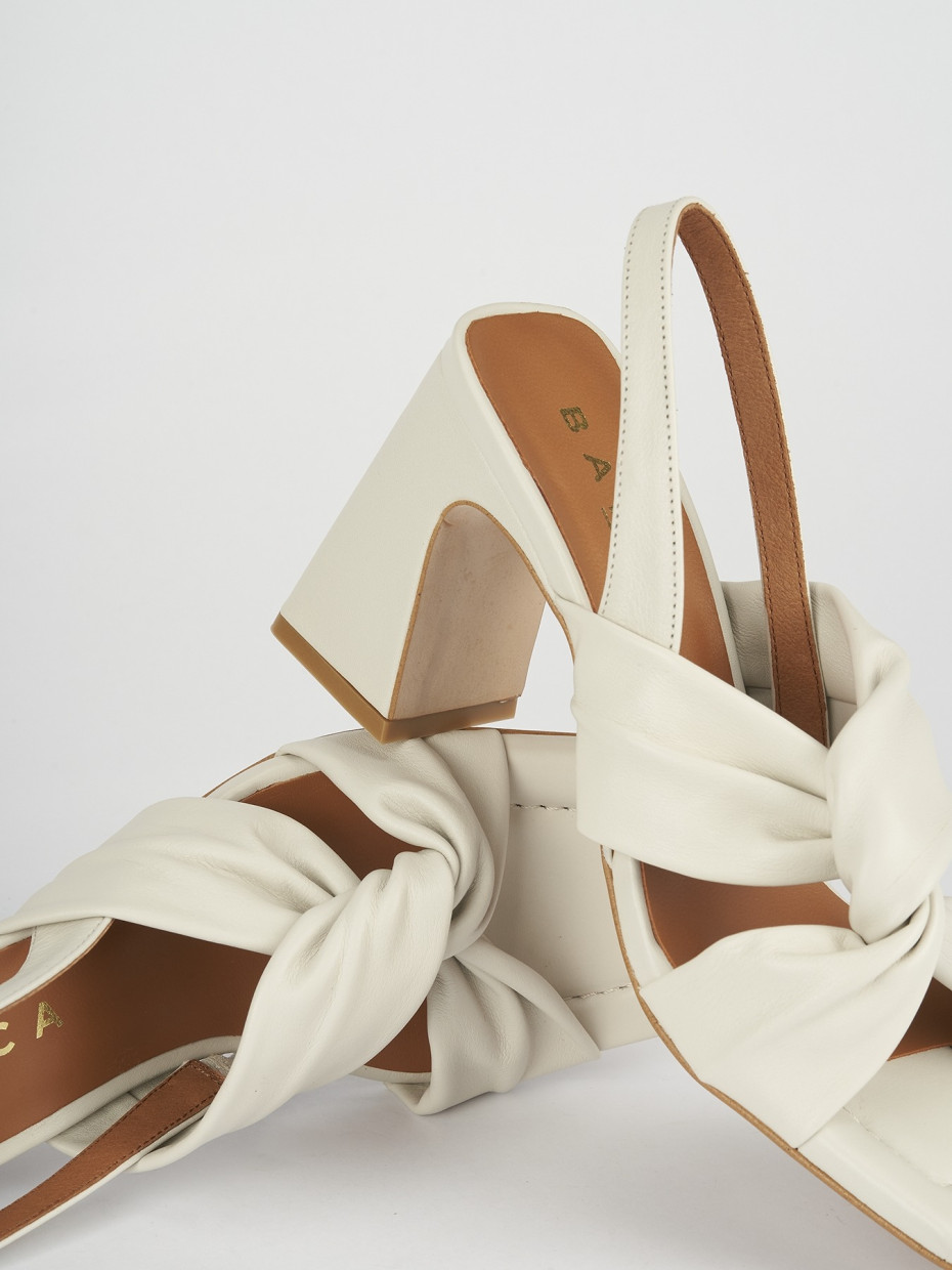 High heel sandals heel 8 cm beige leather