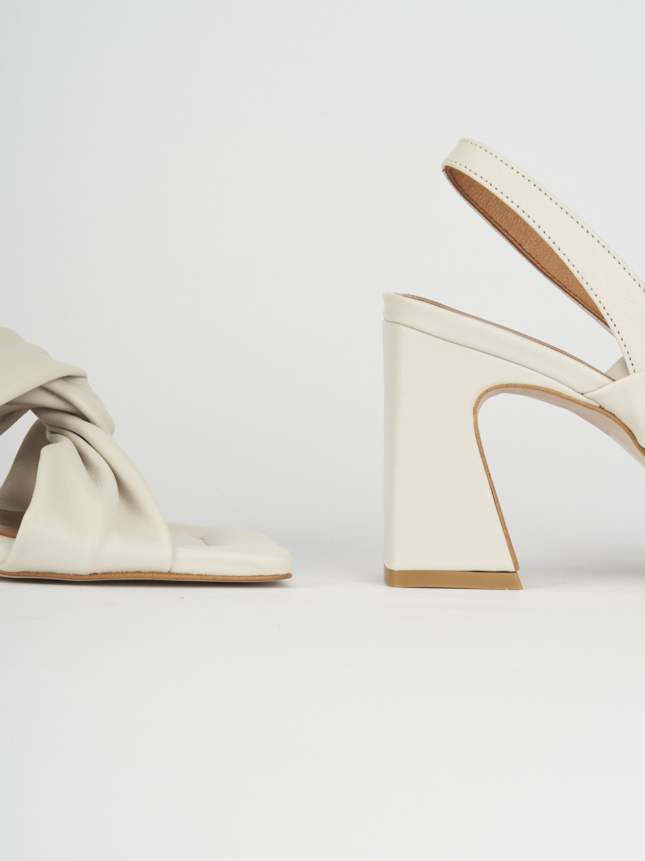 High heel sandals heel 8 cm beige leather